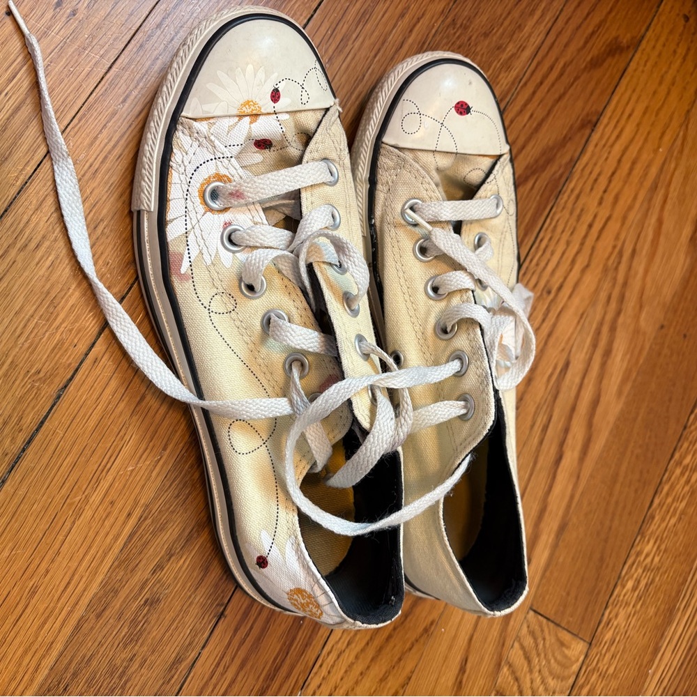 Converse Cream Floral Athletic Shoes